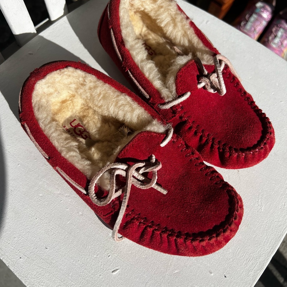UGG Kids Red Moccasin Shoes